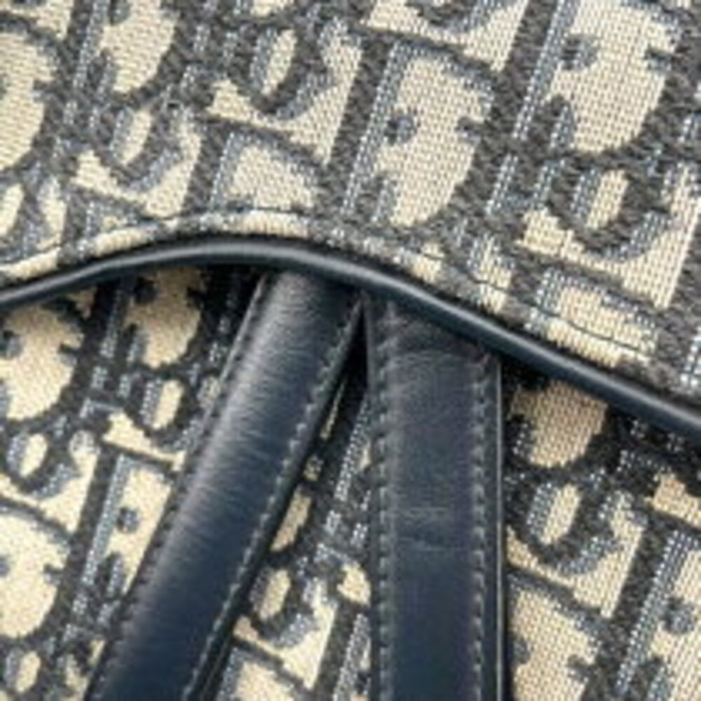 Dior Bag oblique Christian White Saddle jacquard Navy hardware Blue - Picture 8 of 8